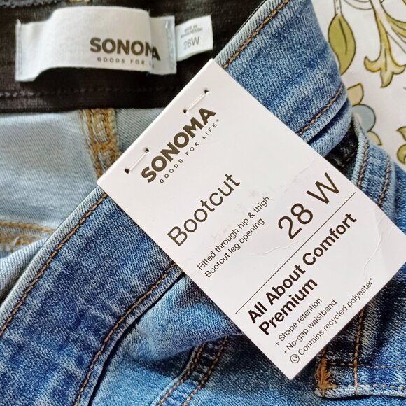 NWT Sonoma Bootcut Jeans Medium Wash No-Gap Waistband Plus Size 28W - Picture 3 of 3